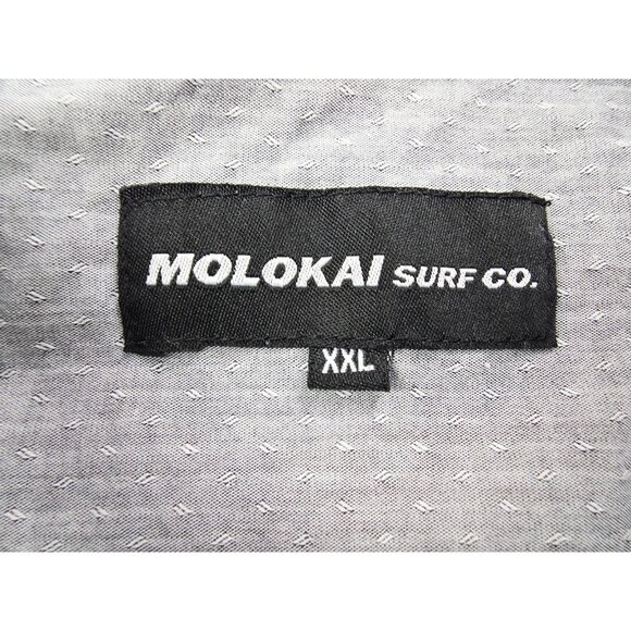 Molokai Size 2XL Men Gray White Pattern Short Sleeve Pocket Logo Tag Button Down - Picture 4 of 12